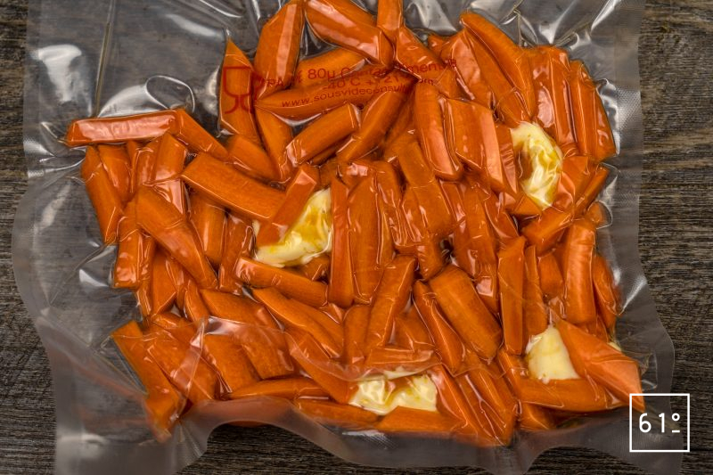 Filet mignon basse température et carottes à la marinade aux 3 agrumes - mettre sous vide les carottes pour la cuisson